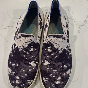 Rothy's Purple and White Patterned Knit Slip-On Sneakers